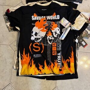 Savage World Black and Orange Kids T-Shirt